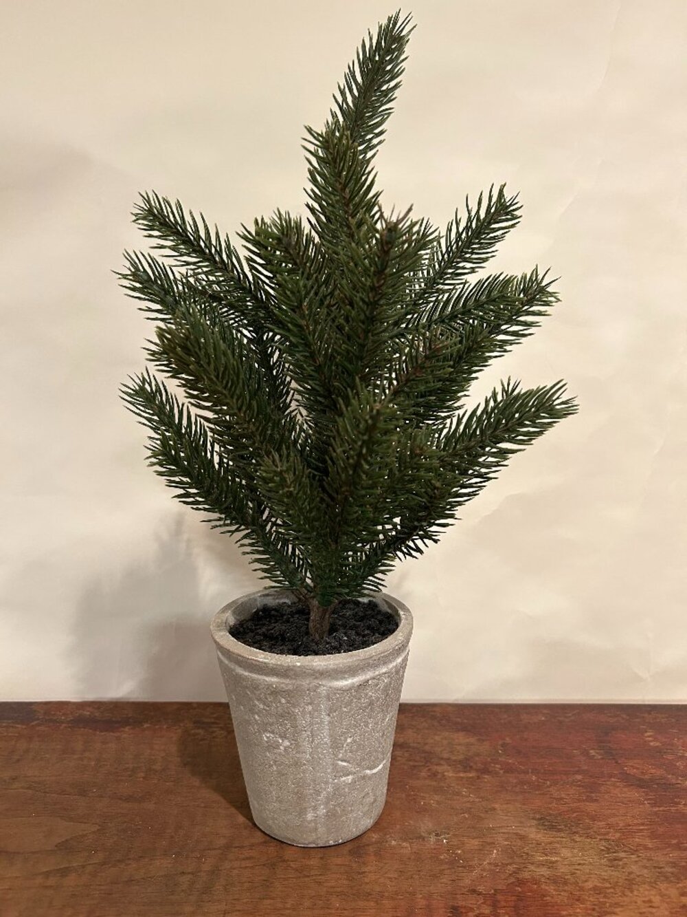 16" Artificial green tree in gray planter, faux dirt Christmas winter holiday